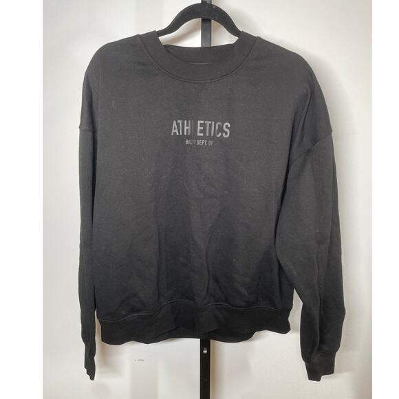 BKLYN ATHLETICS Unisex Logo Print Crew Sweatshirt Small Black Long Sleeve - Picture 1 of 7